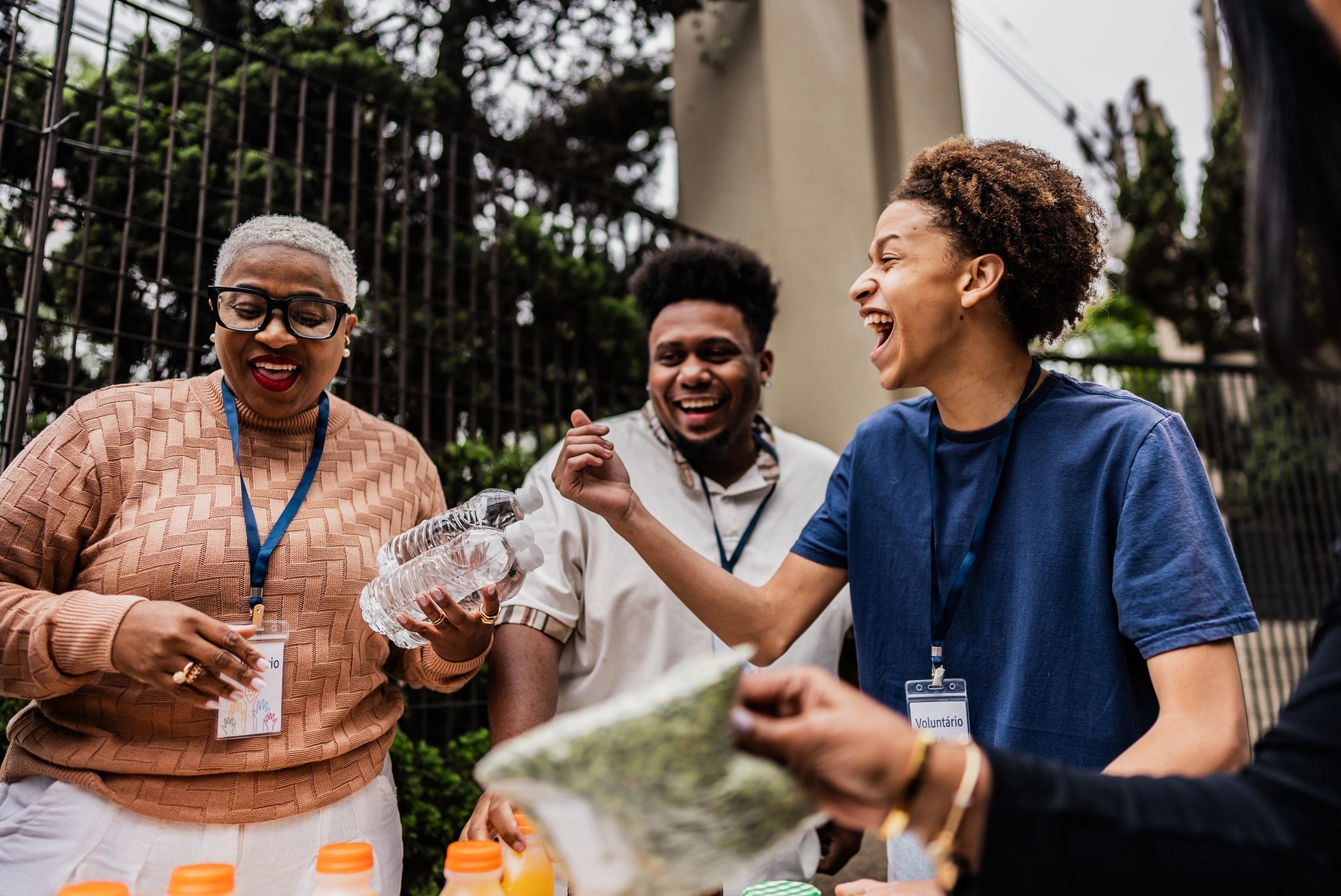 Volunteers serving together during community outreach