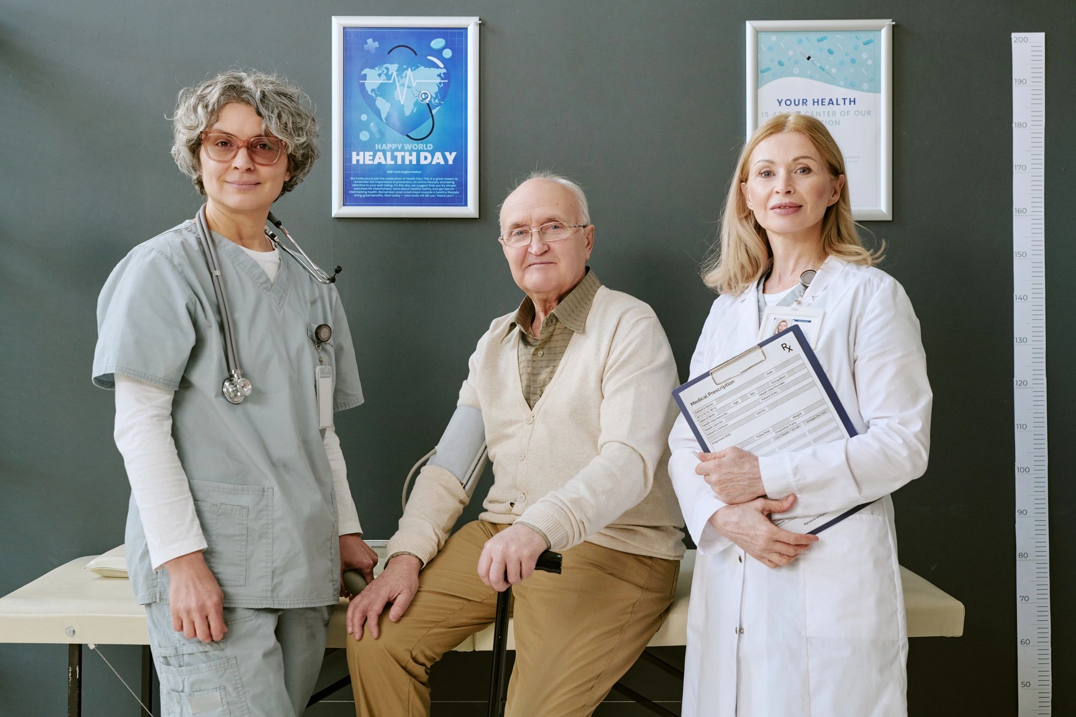 Medical team with patient during a healthcare checkup